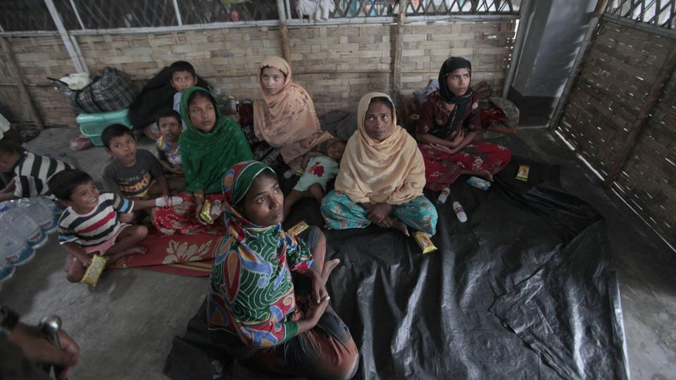Rohingya Muslims who fled violence in Myanmar in a border camp in Taknaf, Bangladesh.